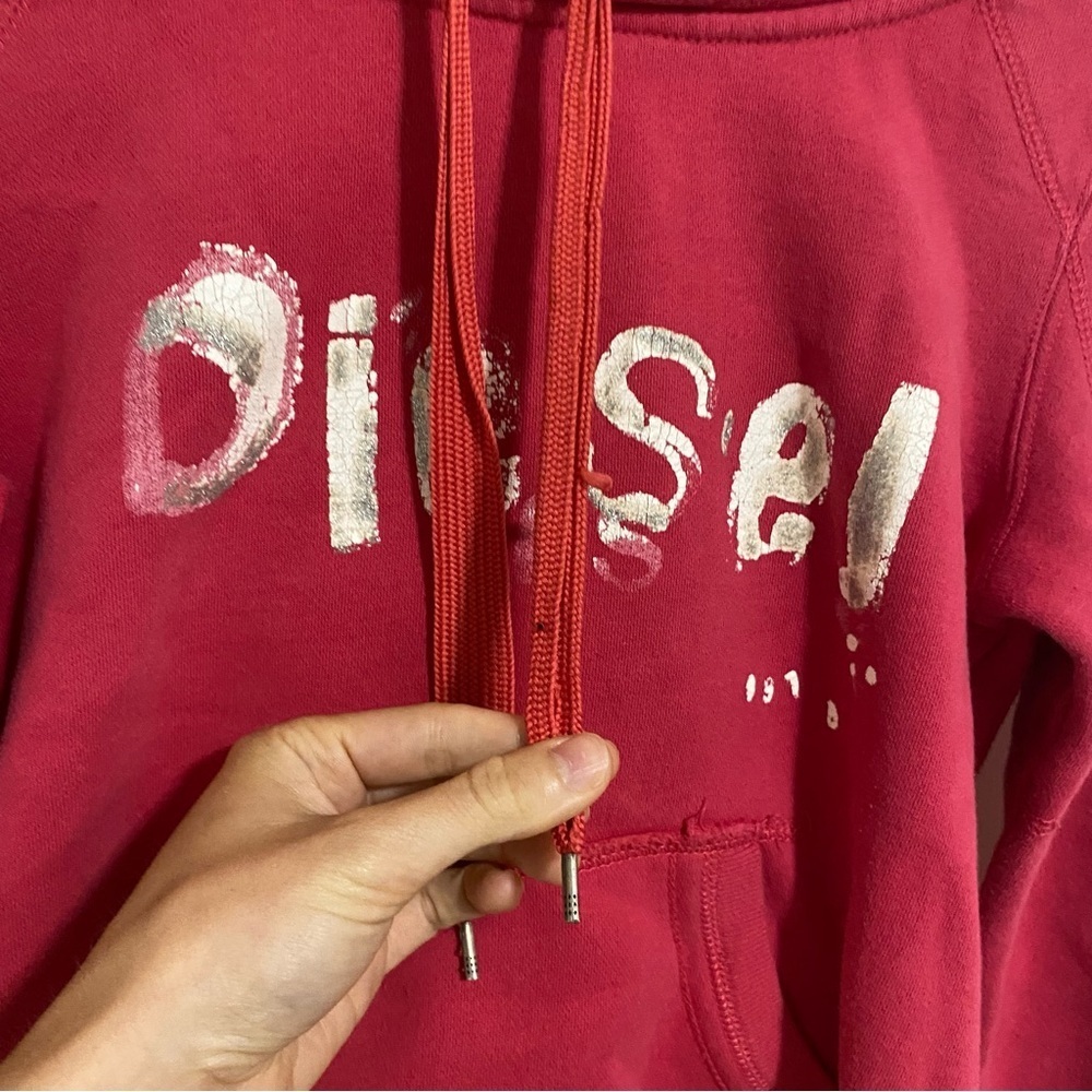 Vintage Diesel Hot Pink Logo Hoodie size Small - Picture 4 of 9